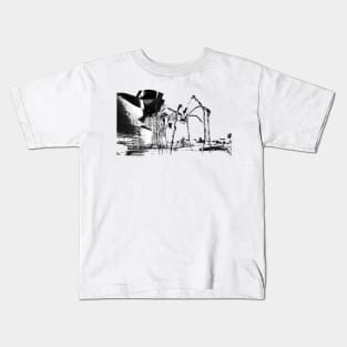 Line sketch of the Guggenheim Museum Bilbao and the Mama spider. Basque Country, Euskadi, Spain. Kids T-Shirt